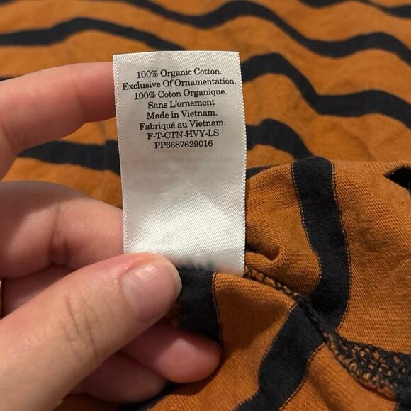 Everlane Boatneck Striped Long Sleeve T-Shirt Orange Black Small - Picture 5 of 5